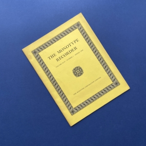 The Monotype Recorder #1, vol XLII, Spring 1960