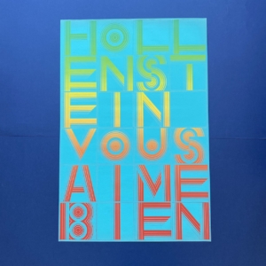 Poster, "HOLLENSTEIN VOUS AIME BIEN", aqua, 1970's, Hollenstein studio