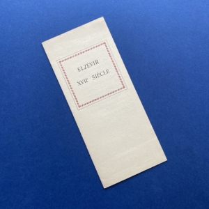 Elzévir, XVII e siècle, Paris, Fonderie Typographique Française, no date