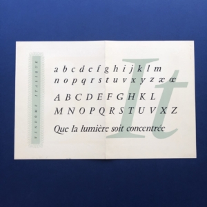 Specimen plate of Vendôme Italique by Fonderie Olive, Marseille